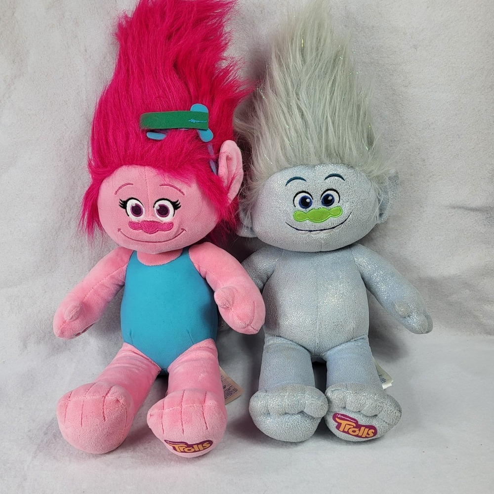 Build‎ A Bear Guy Diamond And Poppy Dreamworks Trolls Plush Soft Toy BAB Plushie